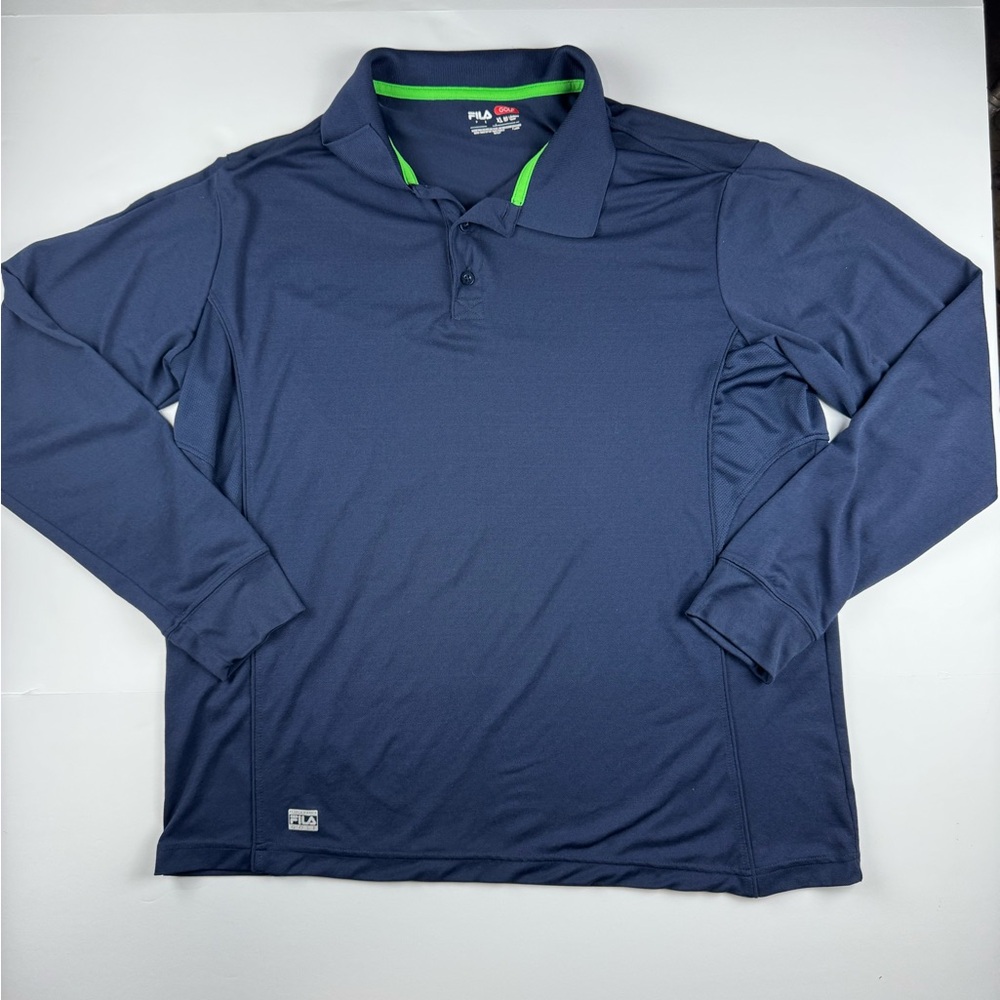 Fila Men's Blue long Sleeve collared Pullover Golf Shirt Size XL
